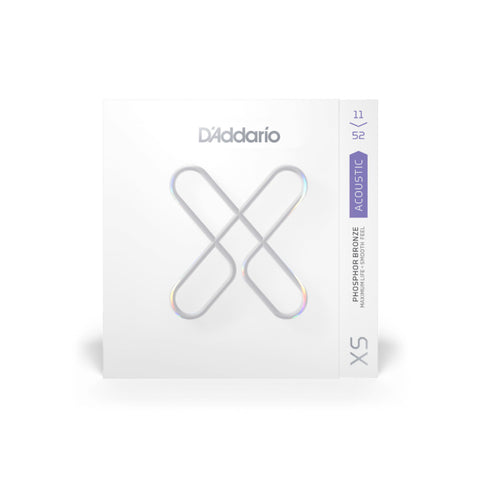 D'Addario XSAPB1152 XS Phosphor Bronze Coated Custom Light Acoustic Guitar Strings, 11-52