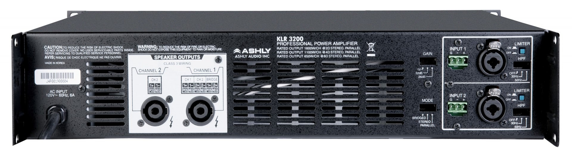 Ashly KLR-3200 2-channel 3,200-watt Power Amplifier
