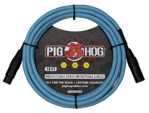 Pig Hog Hex Series XLR Microphone Cable - Daphne Blue