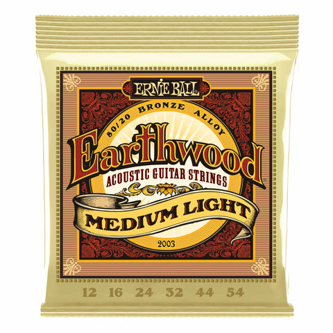 Ernie Ball Earthwood 80/20 Bronze Medium Light Acoustic Guitar Strings, 12-54