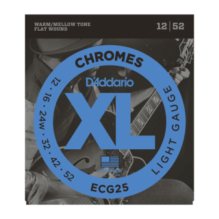 D'Addario Electric Guitar Strings Chromes Flat Wound Light ECG25