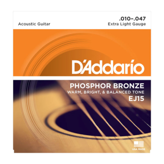 D'Addario Phosphor Bronze Acoustic Guitar Strings Extra Light EJ15