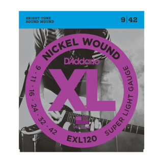 D'Addario Nickel Wound Electric Guitar Strings Super Light EXL120