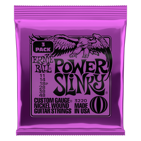 Ernie Ball Power Slinky Nickel Wound Electric Guitar Strings 3 Pack - 11-48 Gauge