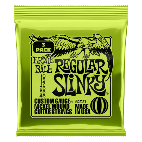 Ernie Ball Regular Slinky Nickel Wound Electric Guitar Strings 3 Pack - 10-46 Gauge