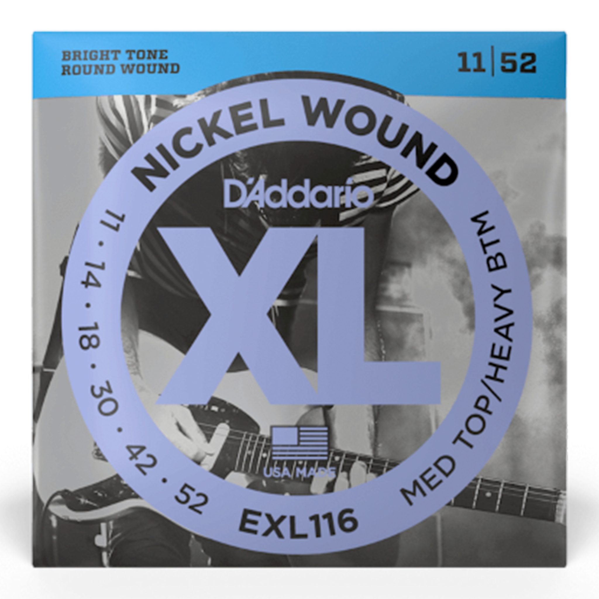 D'Addario Nickel Wound Electric Guitar Strings Medium Top/Heavy Bottom EXL116