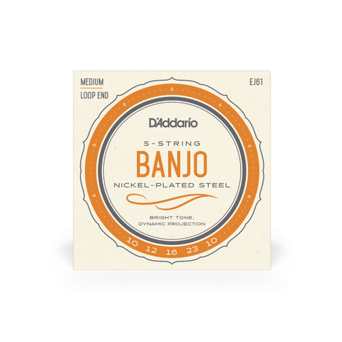 D'Addario EJ61 5-String Banjo Strings, Nickel, Medium 10-23