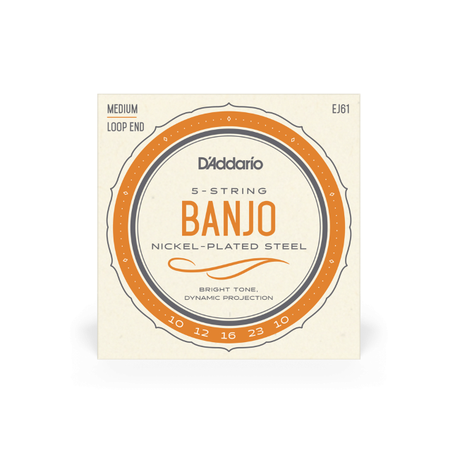 D'Addario EJ61 5-String Banjo Strings, Nickel, Medium 10-23