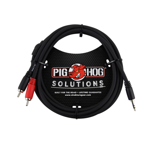 Pig Hog Solutions Stereo Breakout Cable, 3.5mm to Dual RCA