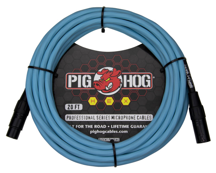 Pig Hog Hex Series XLR Microphone Cable - Daphne Blue