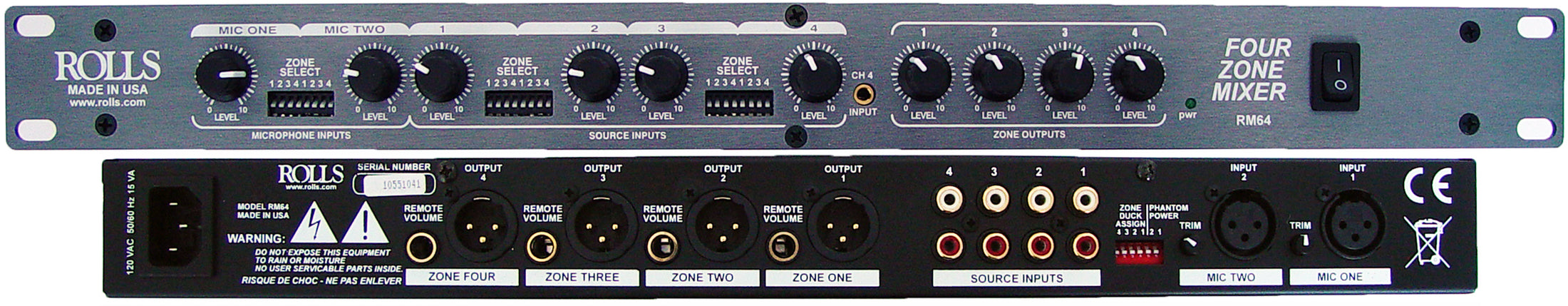 Rolls RM64 Four Zone Audio Mixer