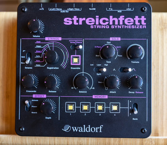 open box Waldorf streichfett synthesizer 