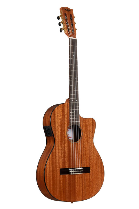 Kala Solid Mahogany Thinline Nylon String Acoustic-Electric Guitar