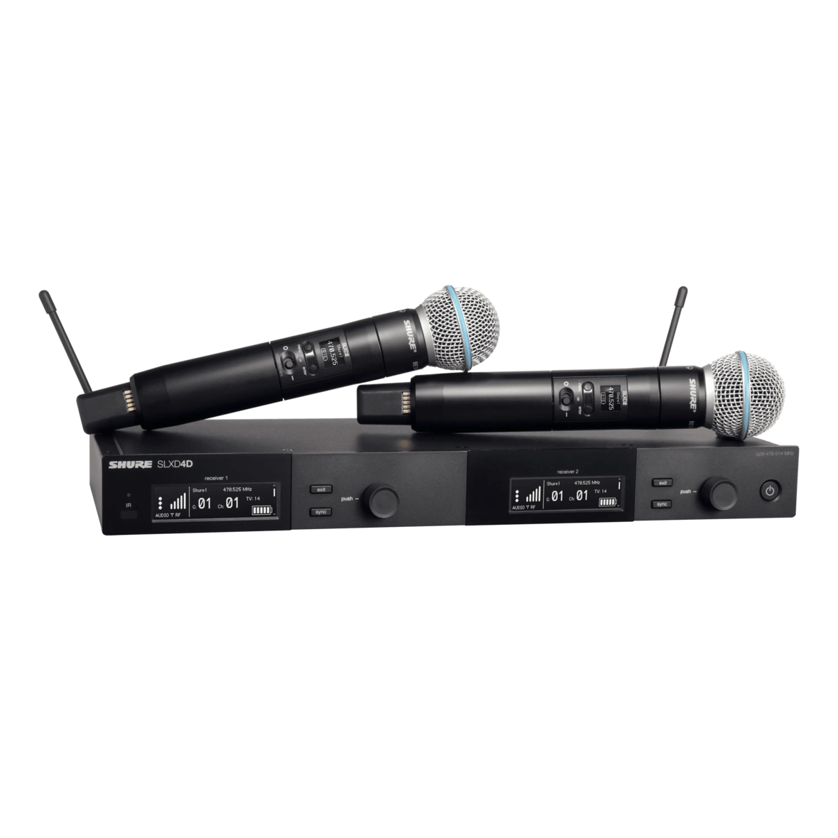 Shure SLXD24D/B58 Dual Channel Wireless with 2 Beta 58A Microphone Transmitters
