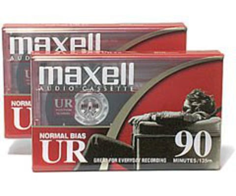 Maxell UR 90 Normal Bias 90-Minute Audio Cassette Tapes - 2 Pack