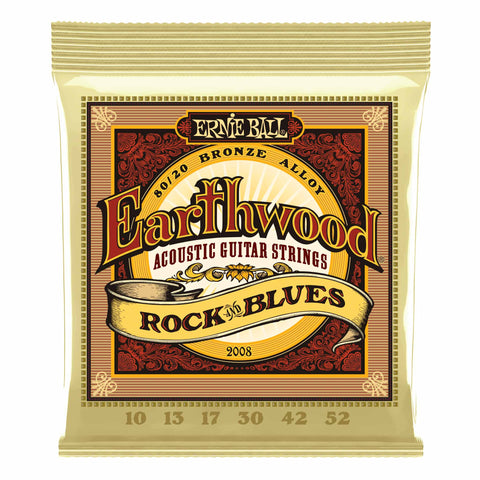 Ernie Ball Earthwood 80/20 Bronze Rock and Blues Acoustic Guitar Strings, 10-52