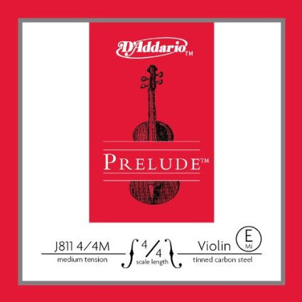 D'Addario J811 4/4M Prelude Violin E String Medium Scale 