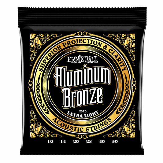 Ernie Ball Aluminum Bronze Extra Light Acoustic Guitar Strings, 10-50 Gauge