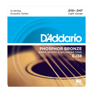 D'Addadrio Phosphor Bronze 12-String Acoustic Guitar Strings Light EJ38