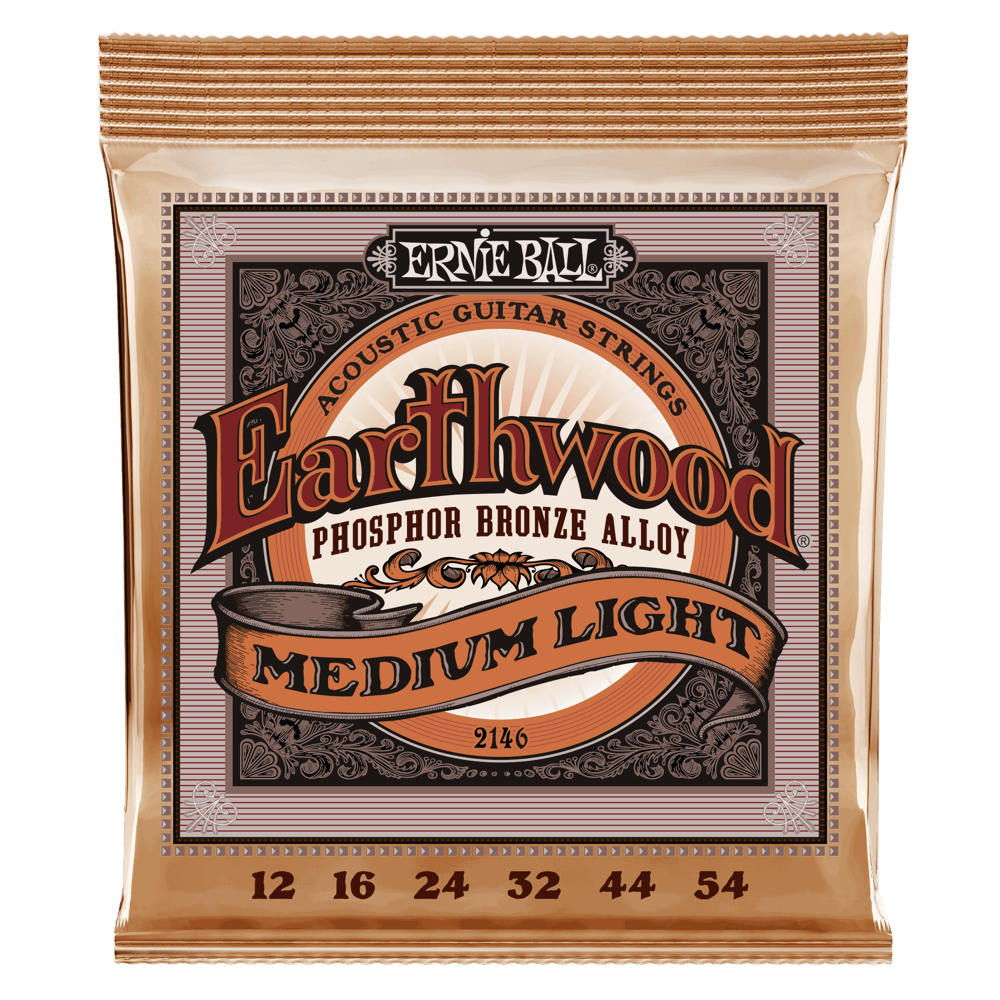 Ernie Ball Earthwood Phosphor Bronze Acoustic Guitar Strings 12-54 Gauge - Medium Light