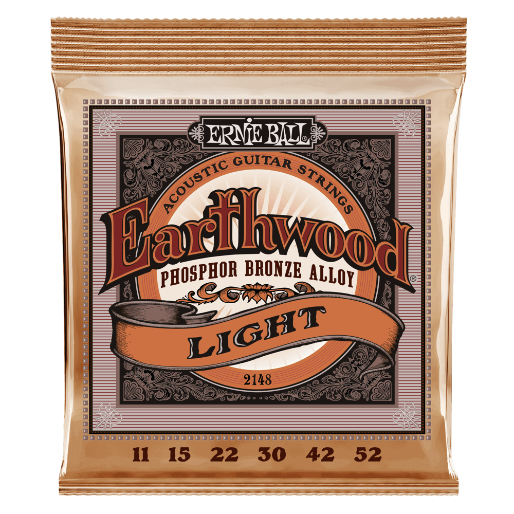 Ernie Ball Earthwood Phosphor Bronze Light Acoustic Guitar Strings 11-52 Gauge