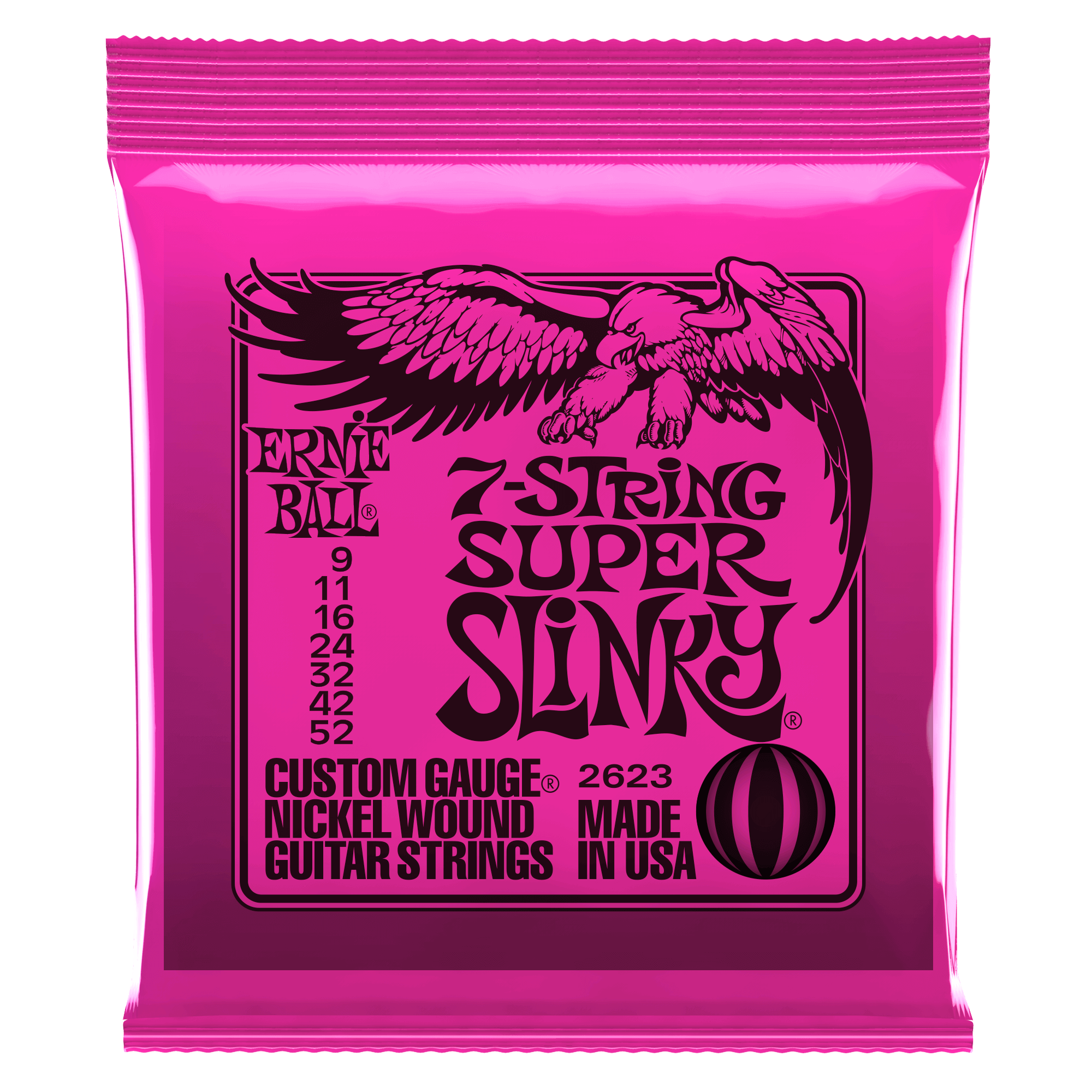 Ernie Ball Super Slinky 7-String Nickel Wound Electric Guitar Strings - 9-52 Gauge