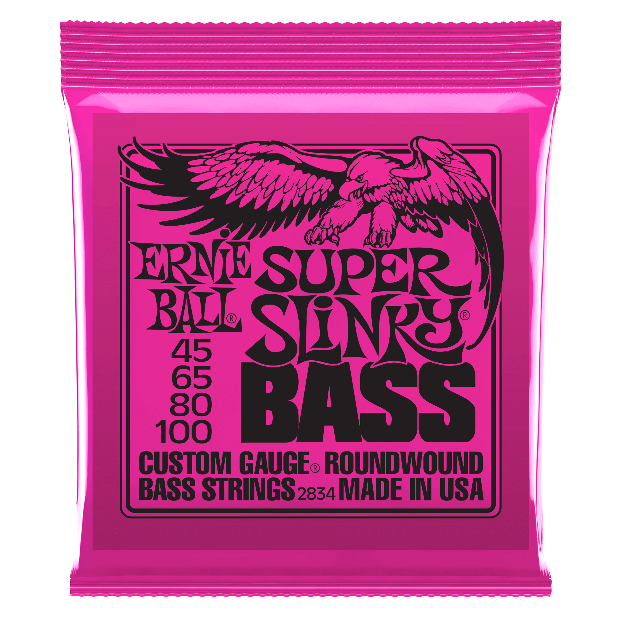 Ernie Ball Super Slinky Nickel Wound Electric Bass Strings - 45-100 Gauge