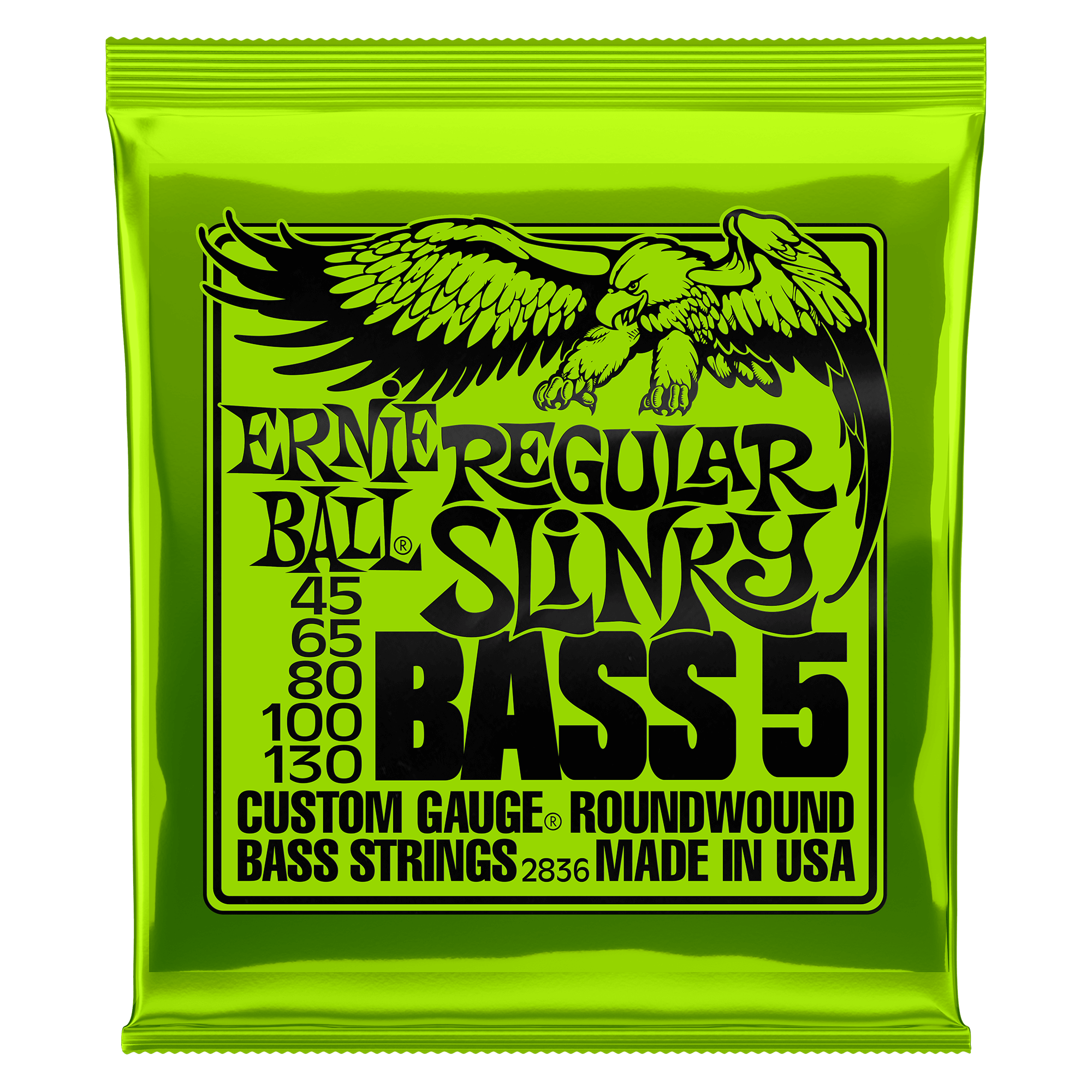 Ernie Ball Regular Slinky 5-String Nickel Wound Electric Bass Strings - 45-130 Gauge