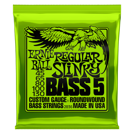 Ernie Ball Regular Slinky 5-String Nickel Wound Electric Bass Strings - 45-130 Gauge