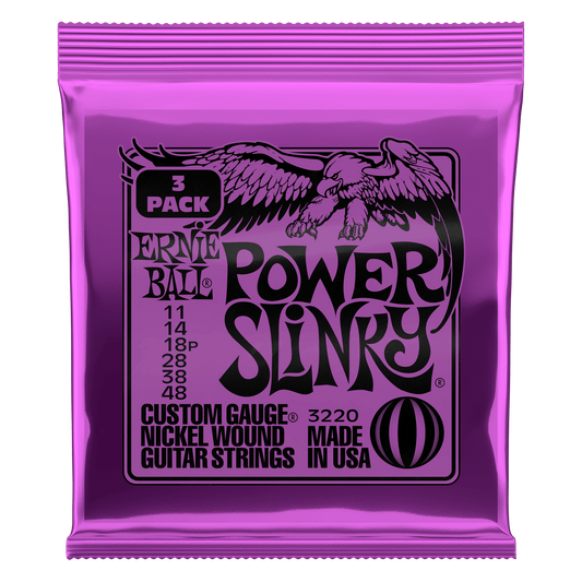 Ernie Ball Power Slinky Nickel Wound Electric Guitar Strings 3 Pack - 11-48 Gauge