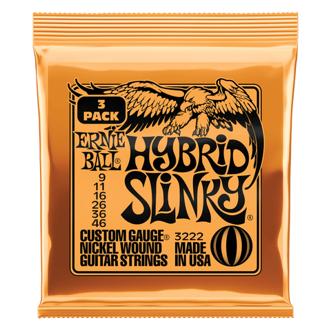 Ernie Ball Hybrid Slinky Nickel Wound Electric Guitar Strings 3 Pack - 9-46 Gauge