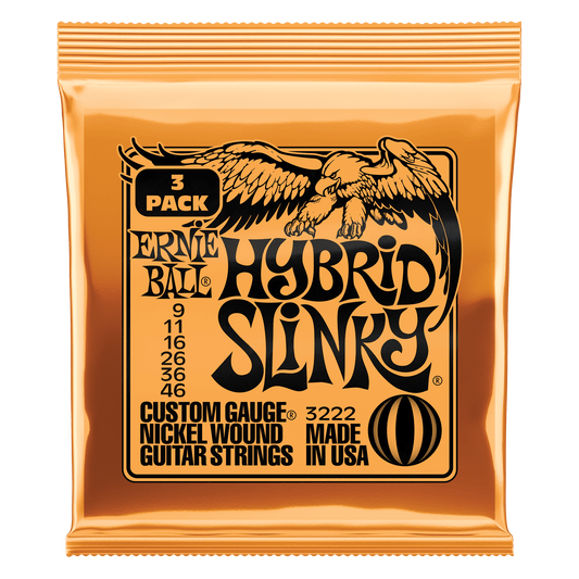 Ernie Ball Hybrid Slinky Nickel Wound Electric Guitar Strings 3 Pack - 9-46 Gauge