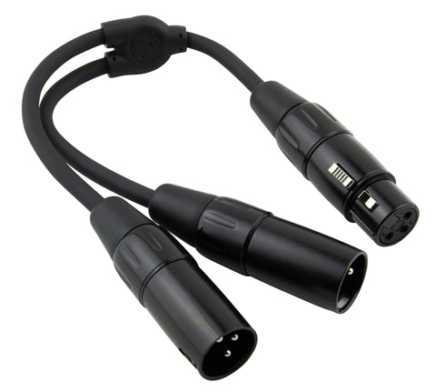 Pig Hog Solutions XLR (F) - Dual XLR (M) 6" Y Cable