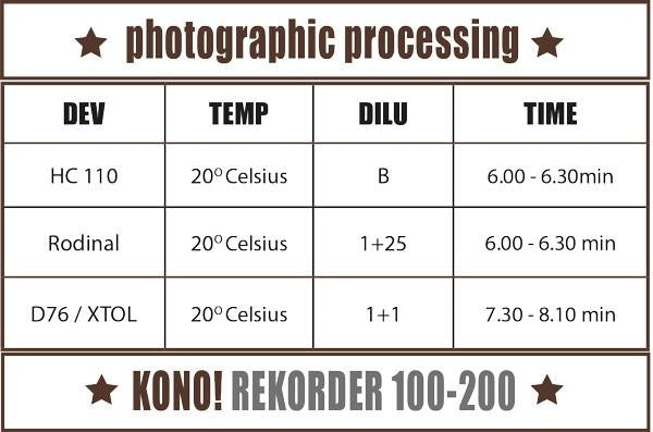 KONO! REKORDER ISO 200 B&W 35mm Film - 24 exp.