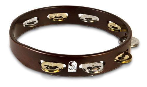 Toca Acacia Wood Tambourine, 10" Single Row