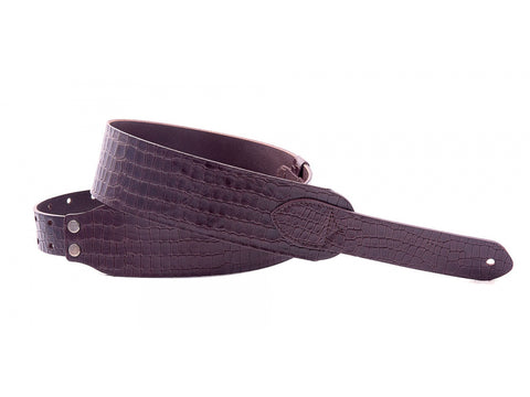 Right On! Wild Collection Alligator Brown Leather Guitar Strap