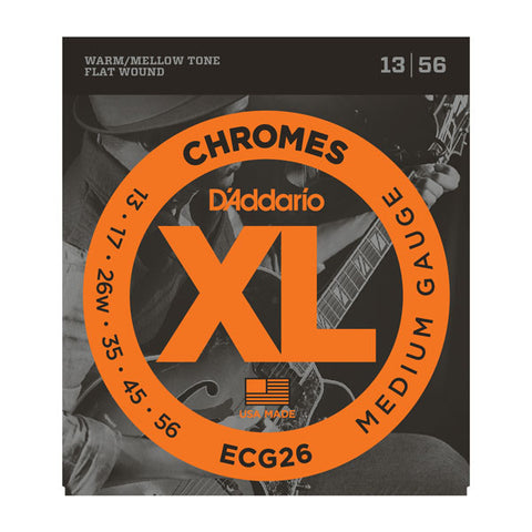 D'Addario Chromes Flat Wound Medium ECG26 Electric Guitar Strings