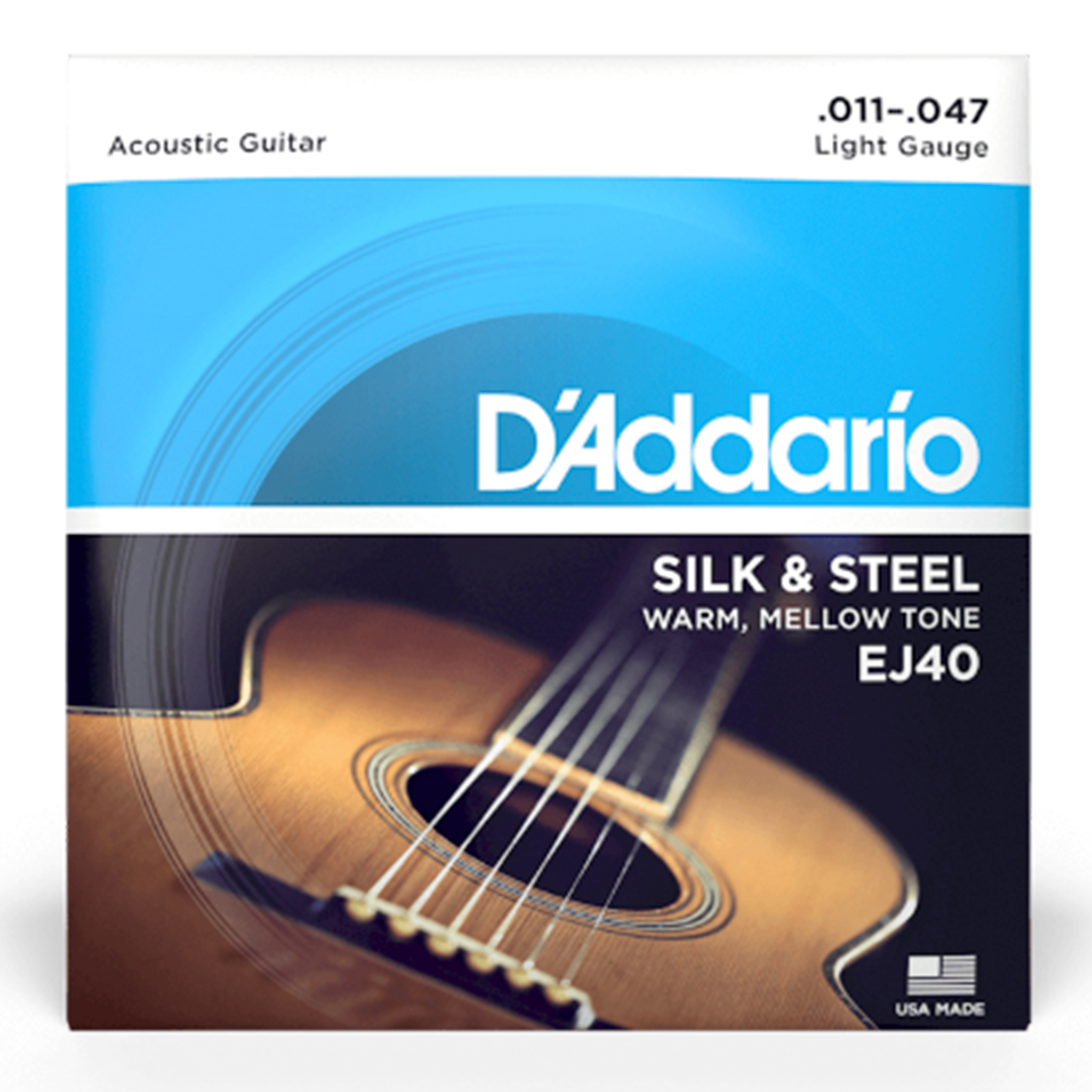 D'Addario Silk & Steel Acoustic Folk Guitar Strings Light EJ40