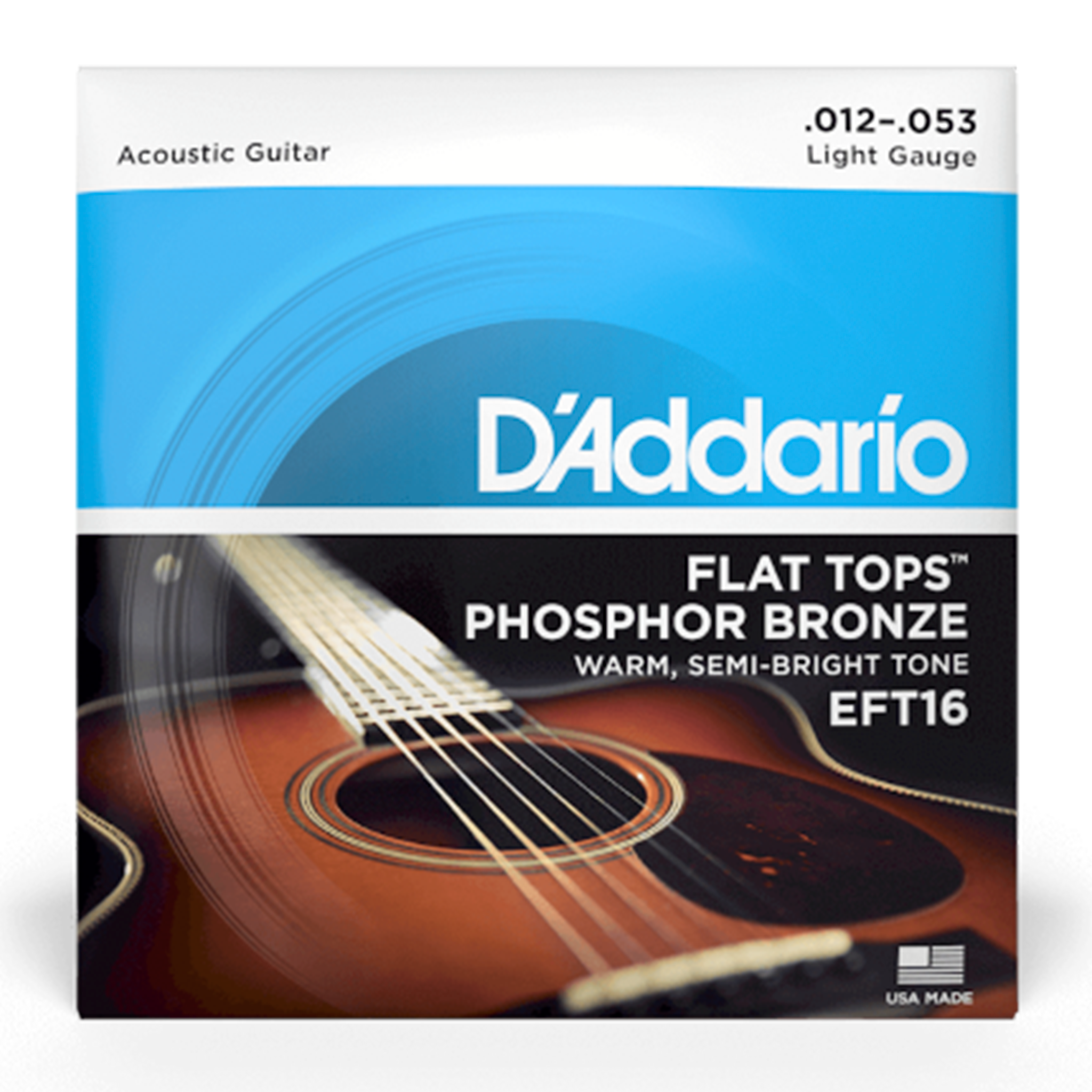 D'Addario Phosphor Bronze Flat Top Acoustic Guitar Strings Light EFT16