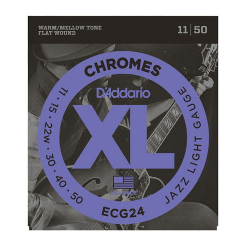 D'Addario ECG24 Chromes Flat Wound, Jazz Light, 11-50