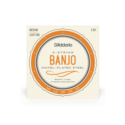 D'Addario EJ61 5-String Banjo Strings, Nickel, Medium 10-23