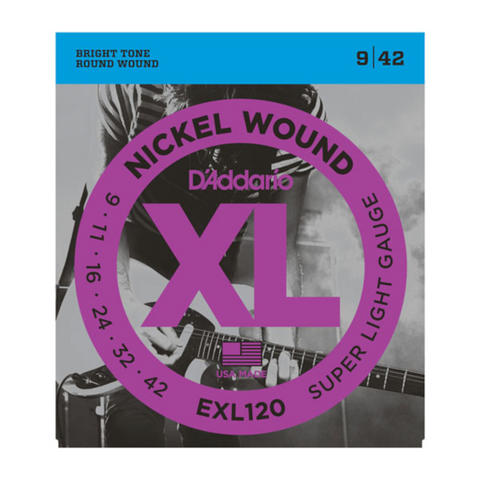 D'Addario EXL120-3D Nickel Wound Electric Guitar Strings, Super Light, 09-42, 3-Pack