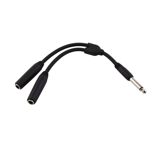 Pig Hog 6" Y Cable, Mono 1/4"(M) - Dual Mono 1/4"(F)