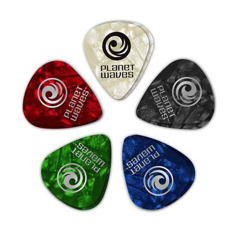 D'Addario Guitar Picks in Classic Pearl Celluloid, Assortment Pack of 10